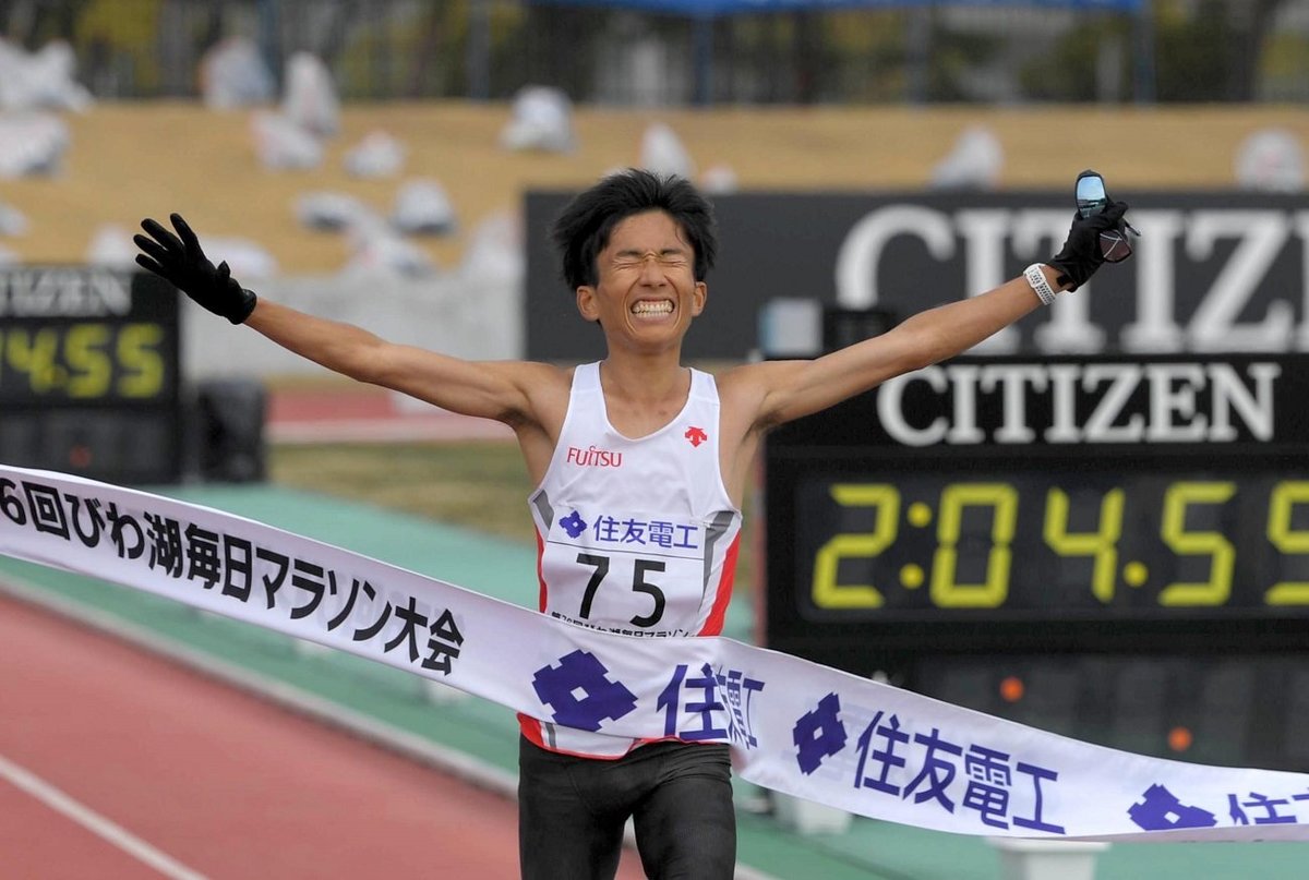 マラソン日本新記録、鈴木健吾「びわ湖毎日」Ｖ　2時間４分台の快挙