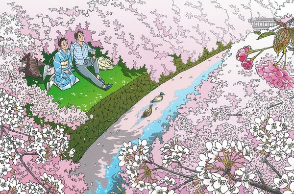 大人の恋愛 京都の風景に描く わたせせいぞうの世界展 京都で 文化 ライフ 地域のニュース 京都新聞