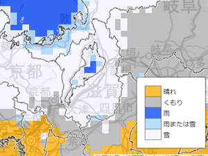 12月31日の滋賀県周辺の天気分布予想図（気象庁ＨＰより）