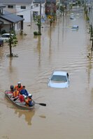 2014年８月豪雨で内水氾濫した由良川流域（福知山市内）