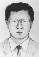 グリコ・森永事件の犯人像として公開されたキツネ目の男の似顔絵