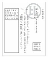 京都府選管が用意した参院選比例代表の投票用紙